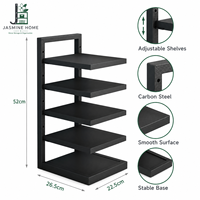 Organisateur de rangement multifonction en acier au carbone, étagère réglable à 4 niveaux pour cuisine, bar à café, salle de bain, bureau et commerce de détail