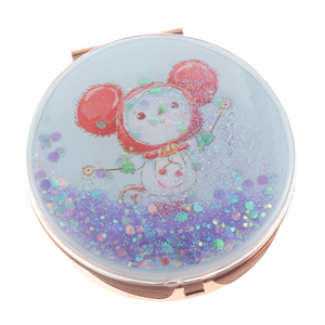 Biểu Tượng Tùy Chỉnh Mini Folding Vòng Nhỏ Tay Gương Hai Mặt Quicksand Lỏng Glitter Nhỏ Gọn Pocket Gương Cho Trang Điểm - Product Image 3