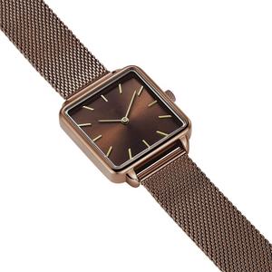 Reloj de Cuarzo Minimalista <span class=keywords><strong>Omax</strong></span> con Correa de Malla Color Café, Parte Trasera de Acero Inoxidable, Estilo Elegante, Relojes Cuadrados - Product Image 2