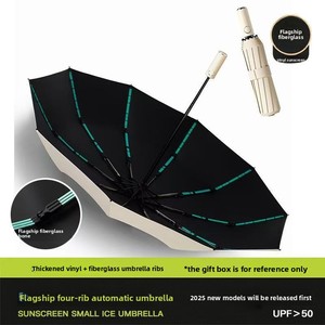 Parapluie pliant automatique à livraison directe, avec armature en fer et poignée en caoutchouc, grande taille, anti-UV et imperméable, idéal pour étudiants et publicité - Product Image 3
