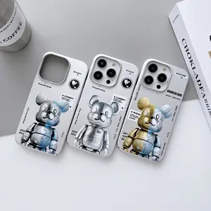 2023 new New Silver Metal Violent Bear kaws phone case for iphone Xr Xs 11 12 13 14 Pro Max Cell Cover funda