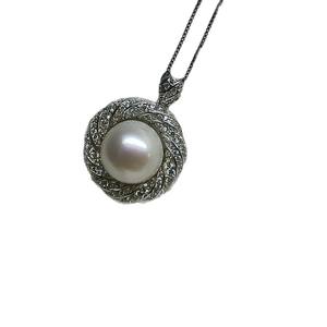 Conjunto de Anillo y Colgante de Plata S925 con Perla Redonda Grande de 11-12 mm, Joyería de Plata Gruesa y Elegante, Joyería de Dos Piezas - Product Image 5