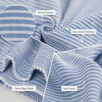 Tissu en poly-coton TC à rayures aspect lin, teint en fil, personnalisé en usine CEDL, à bas prix