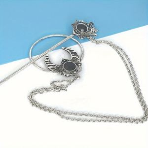 Retro Viking Crescent Moon Imitation Gemstone Unique Witch Accessory Beautiful Scandinavian Norwegian Style Hairpin Hair Stick - Product Image 6