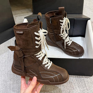 <span class=keywords><strong>Botas</strong></span> <span class=keywords><strong>de</strong></span> Boxeo Vintage para <span class=keywords><strong>Mujer</strong></span>, Otoño-Invierno 2025, Estilo Elegante para Exteriores, Parte Superior <span class=keywords><strong>de</strong></span> Ante Nubuck, Tacón Alto, Estilo Petite, Media Caña Oculta - Product Image 5