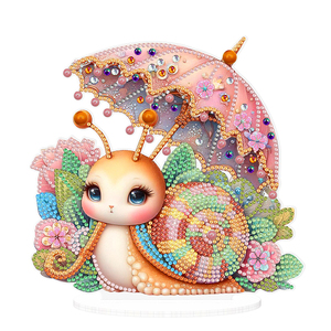 Nuevo producto, adorno de pintura de diamantes 5d, bonito Caracol bonito con paraguas, artesanías de cristal, soporte de escritorio creativo, señal para decoración del hogar - Product Image 1