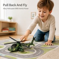 Modèle d'hélicoptère en alliage pour enfants, jouet militaire moulé sous pression avec fonction de recul à inertie, coffret cadeau pour garçons et filles