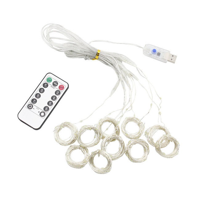 USB Remote Control Colorful LED Curtain String Light for Christmas Wedding Party Bedroom Outdoor Indoor Wall Decor