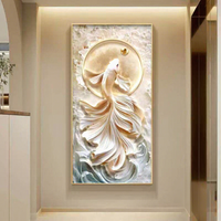 Peinture murale moderne, nouvelle peinture décorative de poisson Koi encadrée, pour fond de salon, murale à suspendre, entrée, couloir, ou comme peinture murale de porte.