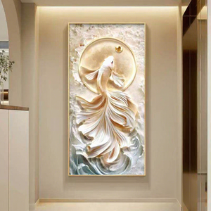 Quadro moderno da parete 2026: Nuovo Dipinto Decorativo con <span class=keywords><strong>Pesci</strong></span> Koi Incorniciato per Soggiorno, Sfondo, Parete, Ingresso, Corridoio, Murale - Product Image 2