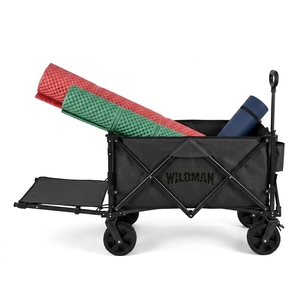 Extra Large Folding Camping Wagon Heavy Duty Outdoor 150KG Capacity Rear Opening Tailgate Black/<b>Khaki</b> 600D Oxford Fabric Canvas - Product Image 2