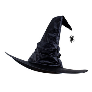 Sombrero de bruja fruncido <span class=keywords><strong>para</strong></span> Halloween, sombrero de bruja torcido grande, sombrero de mago negro y morado, disfraz de bruja <span class=keywords><strong>para</strong></span> mujeres y hombres, fiesta de Halloween, Cosplay - Product Image 2