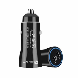 Cargador de coche <span class=keywords><strong>USB</strong></span> <span class=keywords><strong>C</strong></span> 40W adaptador de encendedor de cigarrillos de doble puerto PD3.0 tipo <span class=keywords><strong>C</strong></span> cargador de coche para iPhone 15 14 13 Pro Max Samsung Galaxy - Product Image 1