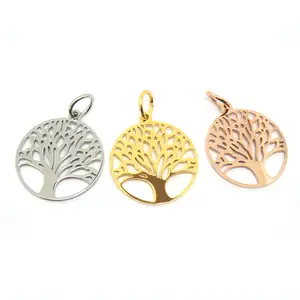 Stainless Steel Tree Of Life Chakra Necklace Gold Plated Jewelry Yoga Joyas Oro Sacred Geometry Flower Pendant Necklaces