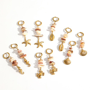 Fashion Drop <b>Earrings</b> With Natural Stone <b>Tassels</b> Animal Shape Gold Plated For Women Beach Style Jewelry TE60378 - Product Image 3