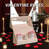 Bouquet de 4 roses éternelles classiques roses parfumées avec écran LED – Cadeau du Nouvel An en gros