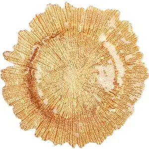 Yunzhifan Hot Custom Logo Wedding Gold/silver/rose Gold Beads Through Glass Charging Plate