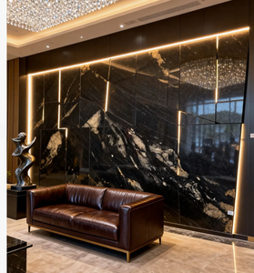 طاولة شاي فاخرة من الرخام الطبيعي الأسود المصقول مخصصة للمنازل والفنادق ودور الشاي بالطراز الصيني - Product Image 2