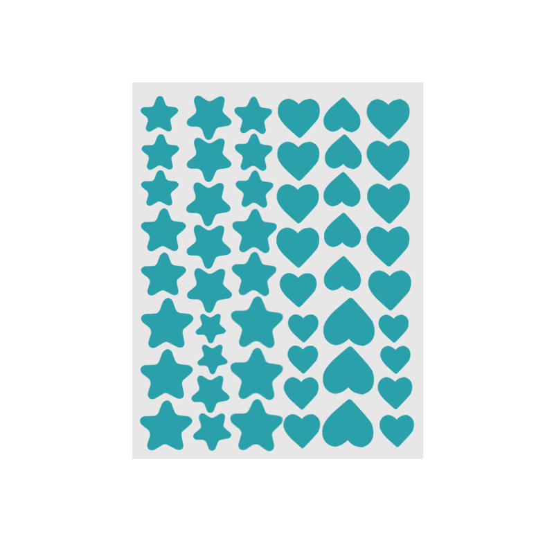 Patch anti-acné en forme de cœur 51 étoiles, bleu PE, en vrac - Lot de 200.