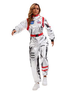 Wholesale <strong>Adults</strong> Silver Astronaut Costume Space Suit Men Women Couple Jumpsuit Cosplay Halloween Carnival Party <strong>Dress</strong> <strong>up</strong> - Product Image 4