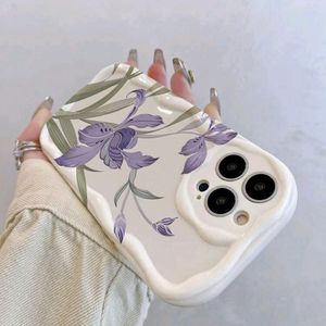 Cover per Cellulare in Silicone TPU con Stampa di Gigli Viola e Bordo Ondulato a Forma di Gelato per <span class=keywords><strong>iPhone</strong></span> X Xr Xs Max 11 12 13 <span class=keywords><strong>14</strong></span> 15 16 17 - Product Image 2
