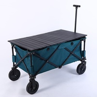 Chariot de camping pliable robuste avec auvent amovible, hauteur réglable, roues larges, chariot utilitaire d'extérieur