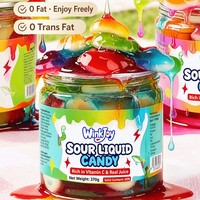 Bonbons liquides acidulés Gooey Gummy les plus vendus, saveurs fraise, myrtille, pomme, en pot, pour les rayonnages des magasins de détail