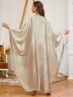 Robe élégante et tendance avec col rond, manches chauve-souris, jupe évasée ample - Robe musulmane pour femmes, robe de Dubaï