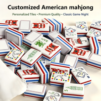 Tuiles de mahjong américaines personnalisées sur le thème de Londres avec des motifs de bus à deux étages et du Big Ben pour des tuiles de mahjong américaines personnalisées
