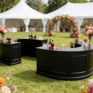 <span class=keywords><strong>Bancone</strong></span> <span class=keywords><strong>Bar</strong></span> Ovale Combinato di Alta Qualità in Legno Massello per Eventi e Matrimoni - Product Image 2