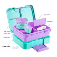 Boîte à lunch mignonne pour étudiants, récipient chauffable pour salade, boîte bento portable, hermétique, grande capacité, pour collations d'enfants, en plastique