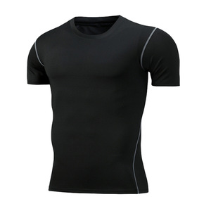 <b>Men's</b> Short Sleeve Compression T-Shirt Quick Dry Breathable Fitness Running <b>Base</b> <b>Layer</b> Solid Color Knitted Sport Wear - Product Image 2