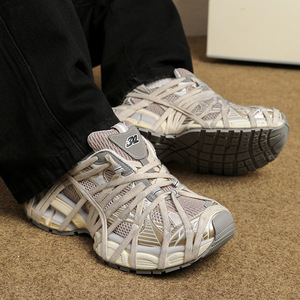 2026 Fashion Cross Lace Chunky Sneakers Breathable Mesh Casual <b>Shoes</b> for Men Women - Product Image 2
