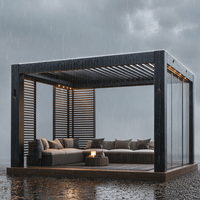 Pergola motorisée à lames orientables, pergola en aluminium, gazebo extérieur imperméable pour jardin