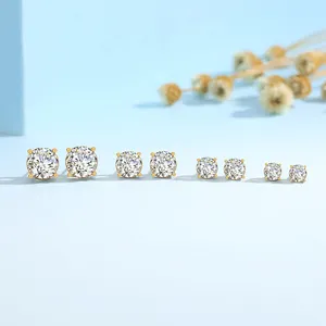 Gota 925 plata esterlina diamante personalizado 18K oro 5D diseñador joyería aro Stud lujo mujeres joyería fina Moissanite pendientes