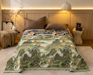 Couverture <span class=keywords><strong>de</strong></span> <span class=keywords><strong>lit</strong></span> en chanvre jacquard super douce, style chinois, 230x250cm, motif rivières et montagnes, jeté <span class=keywords><strong>de</strong></span> canapé toutes saisons - Product Image 3