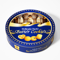 Vente en gros de biscuits au beurre croustillants de style danois, recette originale, formes assorties, boîte en métal de 340 g, goût sucré, biscuits au beurre