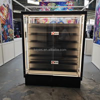 Vitrine moderne écologique en métal avec porte coulissante, présentoir double face pour cartes sportives, éclairage LED rotatif, étagères réglables