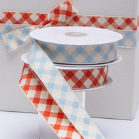 Rubans en coton de haute qualité de 25 mm, impression par transfert thermique personnalisée, motif quadrillé, style simple face, ruban cadeau personnalisé en gros