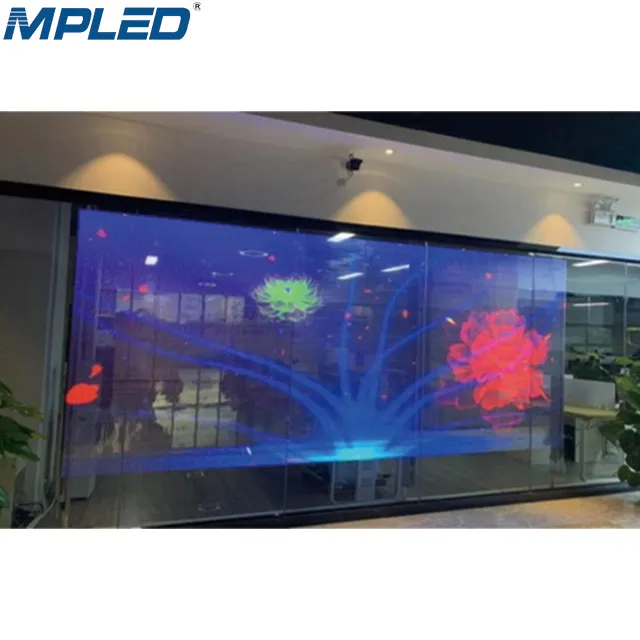 MPLED şeffaf Film LED ekran hafif See Through ince pencere camı monte reklam LED tabela panoları fiyat