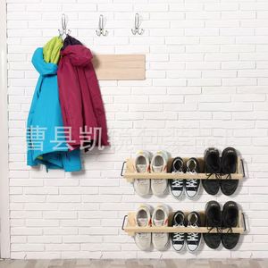 <b>Wall</b> Mounted Wooden <b>Shoe</b> <b>Rack</b> Single Layer Foldable Storage For Entryway Door Living Room Use - Product Image 2