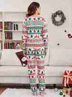Pyjamas de Noël imprimés sapins de Noël, pyjamas personnalisés en modal, vêtements de nuit en coton de bambou, vente en gros, vêtements de détente pour la famille, vêtements d'intérieur