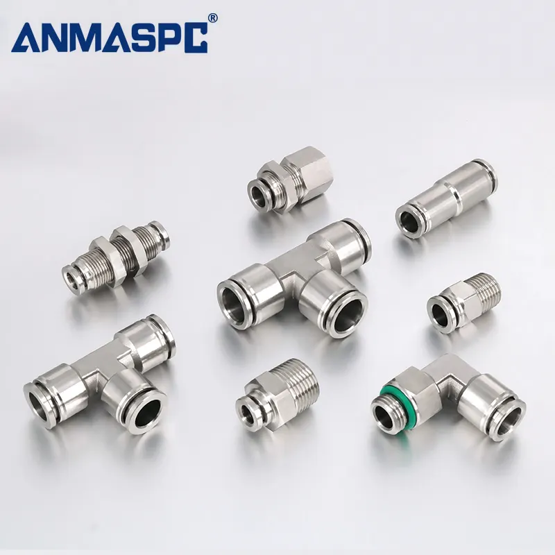 PE/PL/PM/PC/PV Pneumatic Stainless Steel Bulkhead Fittings Pipe Push To Connect Air Tube Pneumatic Fitting Connector