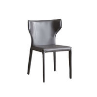 Chaise de salle à manger en cuir avec dossier en forme d'aile de papillon, chaise d'appoint sans accoudoirs entièrement rembourrée