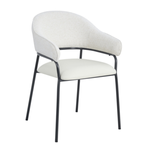 <span class=keywords><strong>Fauteuil</strong></span> baril bicolore en tissus mélangés |   Chaise de salle à manger rembourrée avec pieds en métal tubulaire <span class=keywords><strong>rond</strong></span> <span class=keywords><strong>noir</strong></span> - Product Image 1