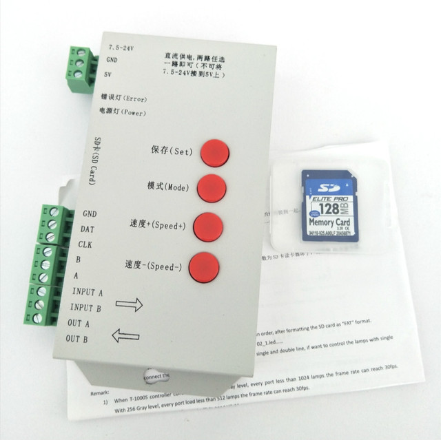 T-1000S SD Card WS2801 WS2811 WS2812B LED RGB 2048 Pixels Controller