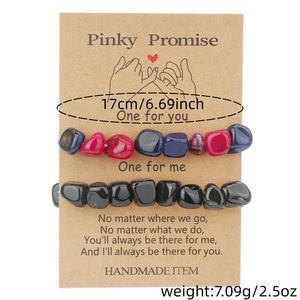 Irregular Natural Stone <b>Bracelet</b> Set Heart Shape Geometric Unisex <b>Couple</b> Jewelry Gift Zinc Alloy Yiwu Origin D2327 1 - Product Image 4