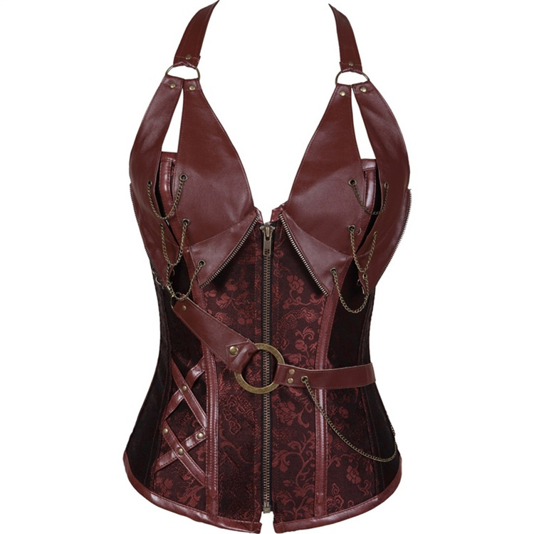 Fulidngzg Corsetto da pirata, da donna, nero, steampunk, taglie forti