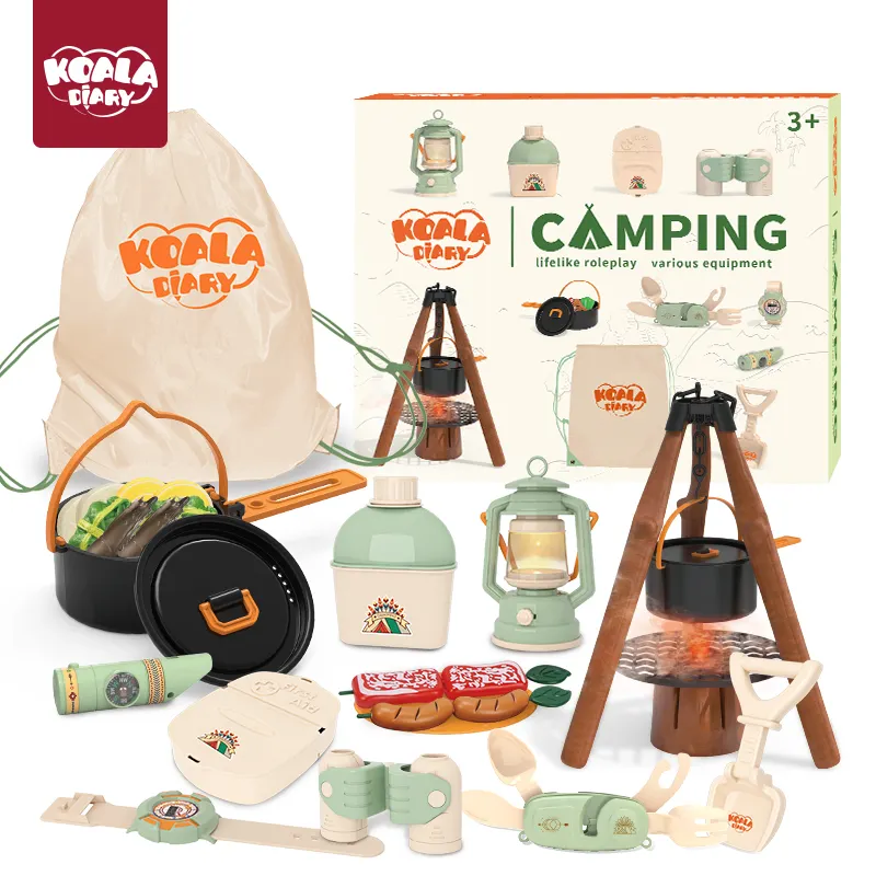 Kids Camping Set with Tent 16pcs, Outdoor Campfire Toy Set for Toddlers Kids Boys Girl, Pretend Play Camp Gear Tools for Kids
