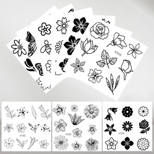 OEM forniture temporanee monouso per Body <span class=keywords><strong>Art</strong></span> nero bianco tatuaggio farfalla adesivi primavera fiore acqua trasferimento adesivo usa e getta - Product Image 6